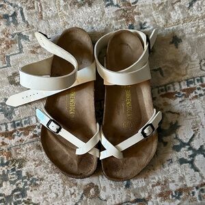 Birkenstock White Leather Strappy Sandals